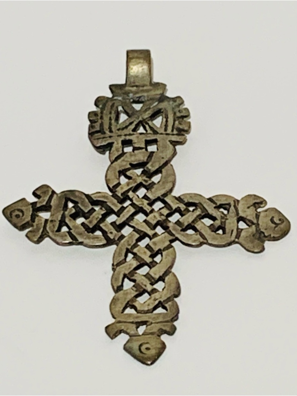 Antique Handmade Ethiopian Coptic Cross Pendant 1” x 2” (#14)
